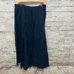 Jane Ashley Black Tiered Pull On Stretch Prarie Skirt